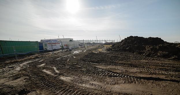 Teren budowy hali magazynowej firmy Amazon w Sadach koło Poznania /PAP