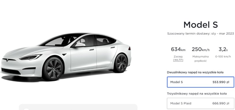 Tesla Model S to koszt rzędu 553 990 złotych. /Tesla /