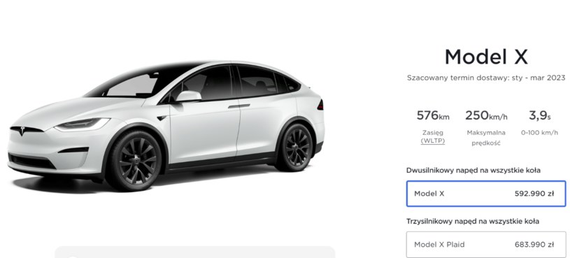 Tesla Model X kosztuje teraz 592 990 złotych. /Tesla /