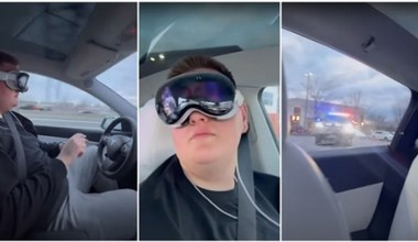 Tesla na Autopilocie złapana przez policję. Kierowca miał gogle Vision Pro