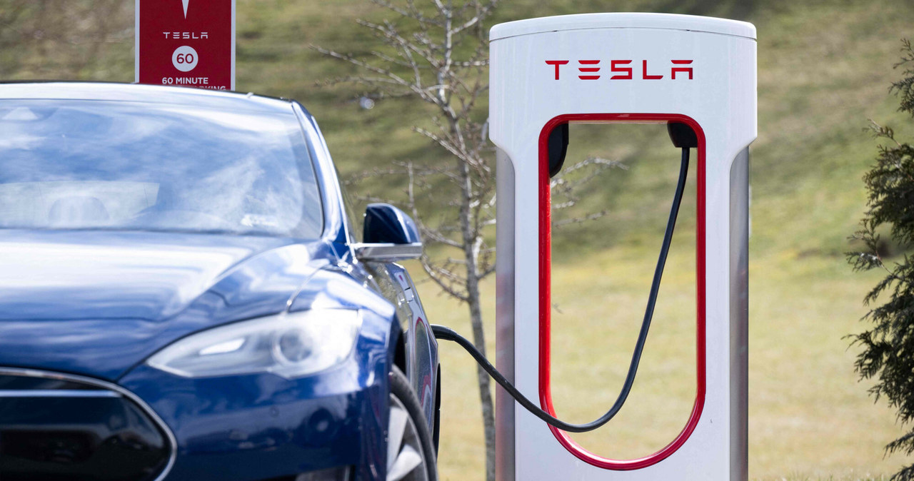 Tesla na ładowarce supercharger /SAUL LOEB / AFP /Agencja SE/East News