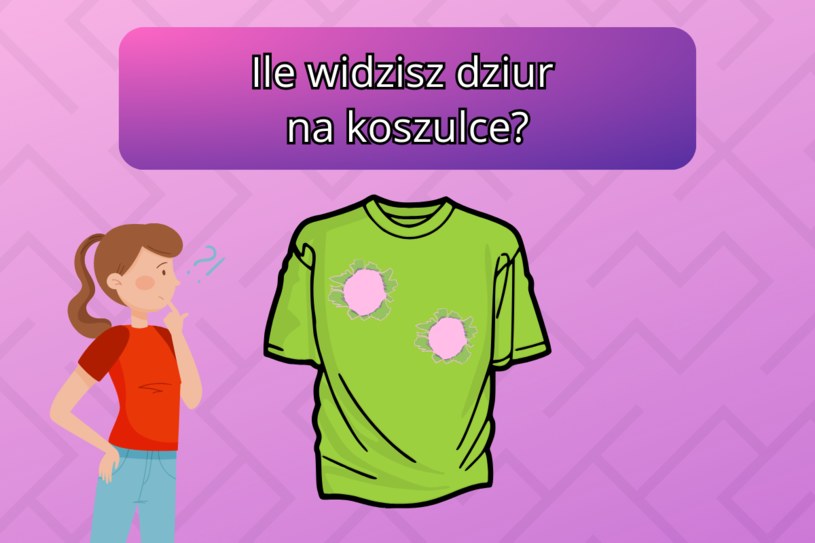 Test IQ, w którym należy użyć logicznego myślenia. Ile widzisz dziur na koszulce?