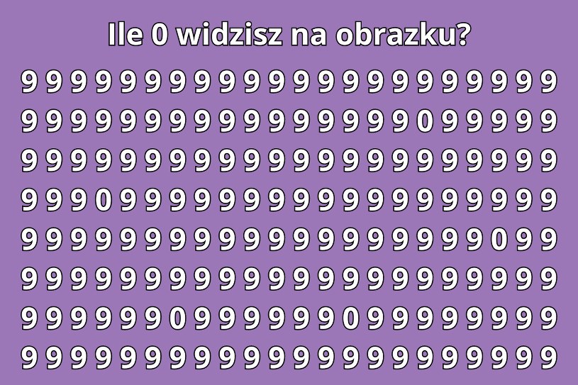 Test na spostrzegawczość: Ile 0 widzisz na obrazku? Tylko osoby o sokolim wzroku dostrzegą je wszystkie
