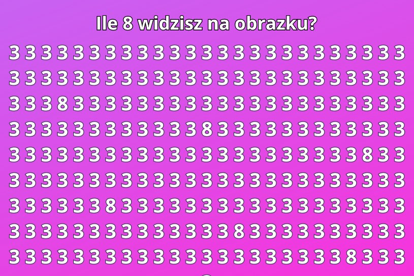 Test na spostrzegawczość: Tylko bystre oko znajdzie wszystkie 8 na obrazku