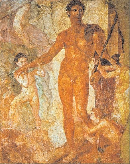 Tezeusz z chłopcami wybawionymi od Minotaura, kopia dzieła Eufranora, I w. p.n.e. /Encyklopedia Internautica