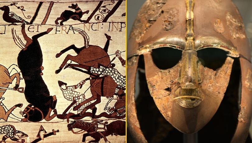 Tkanina z Bayeux i hełm z Sutton Hoo /UPPA/Photoshot/	ANDY RAIN /PAP