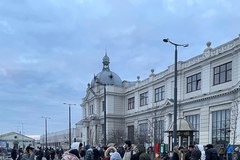 Tłumy na dworcu w Lwowie