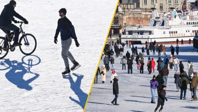 Tłumy na zamarzniętej Motławie w Gdańsku. "To śmiertelnie niebezpieczne" [NAGRANIE]