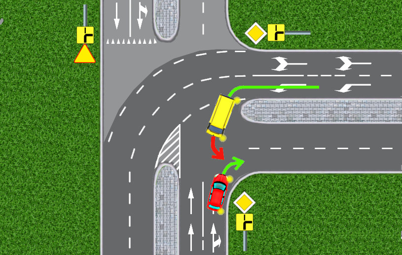 To jest jedna droga i oba auta, żółte i czerwone znajdują się na tej same drodze /INTERIA.PL