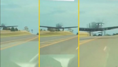 To nie AI. Samolot wojskowy ląduje awaryjnie tuż przed samochodami 