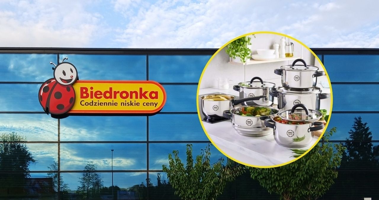 To nie żart! Biedronka przeceniła 10-elementowy zestaw garnków MG Home od Magdy Gessler o 190 zł! /adobestock/Biedronka Home /INTERIA.PL