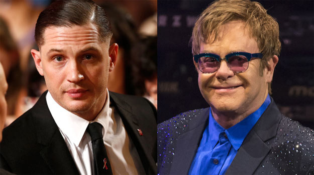 Tom Hardy i Elton John: Owal twarzy się zgadza... /Getty Images/Flash Press Media