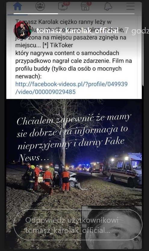 Tomasz Karolak zdementował informację o wypadku /Instagram