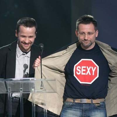 Tomasz Konecki (po lewej) i pełen testosteronu Andrzej Saramonowicz  - fot. Jan Zdzarski /Agencja SE/East News