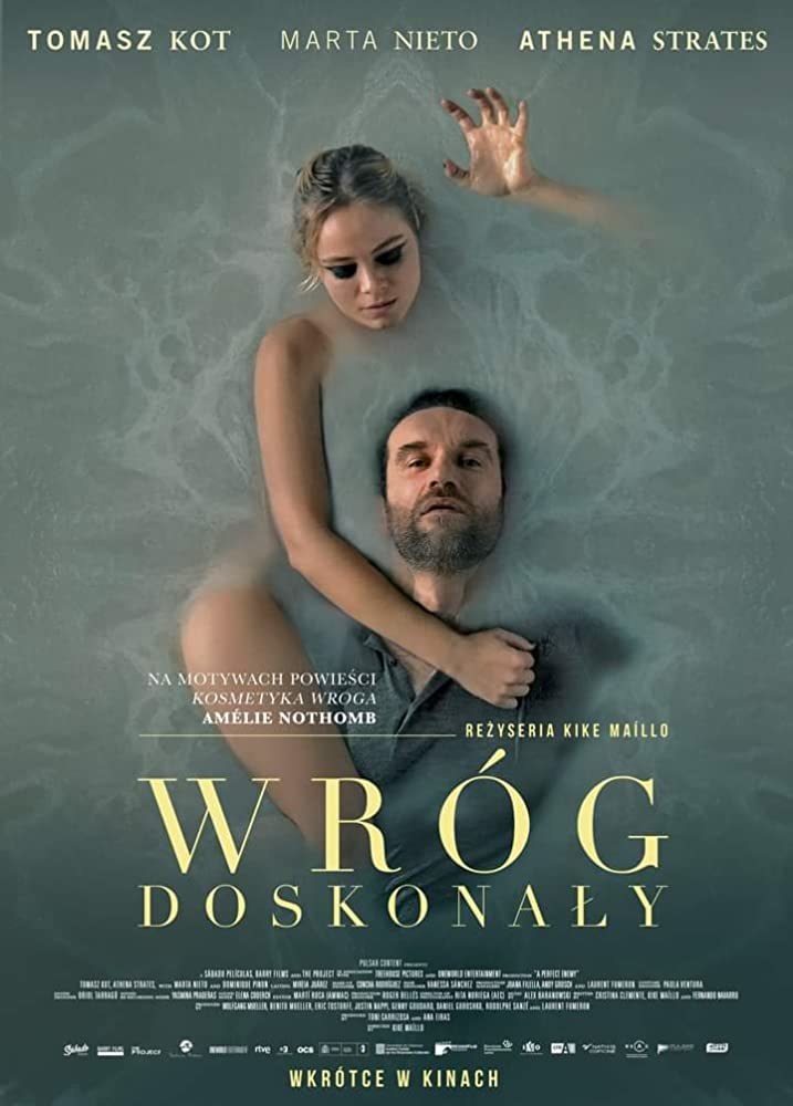 Tomasz Kot i Athena Strates na plakacie filmu "Wróg doskonały" /materiały prasowe