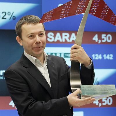 Tomasz Pruszczyński, prezes Sare, w czasie debiutu na NewConnect /PAP