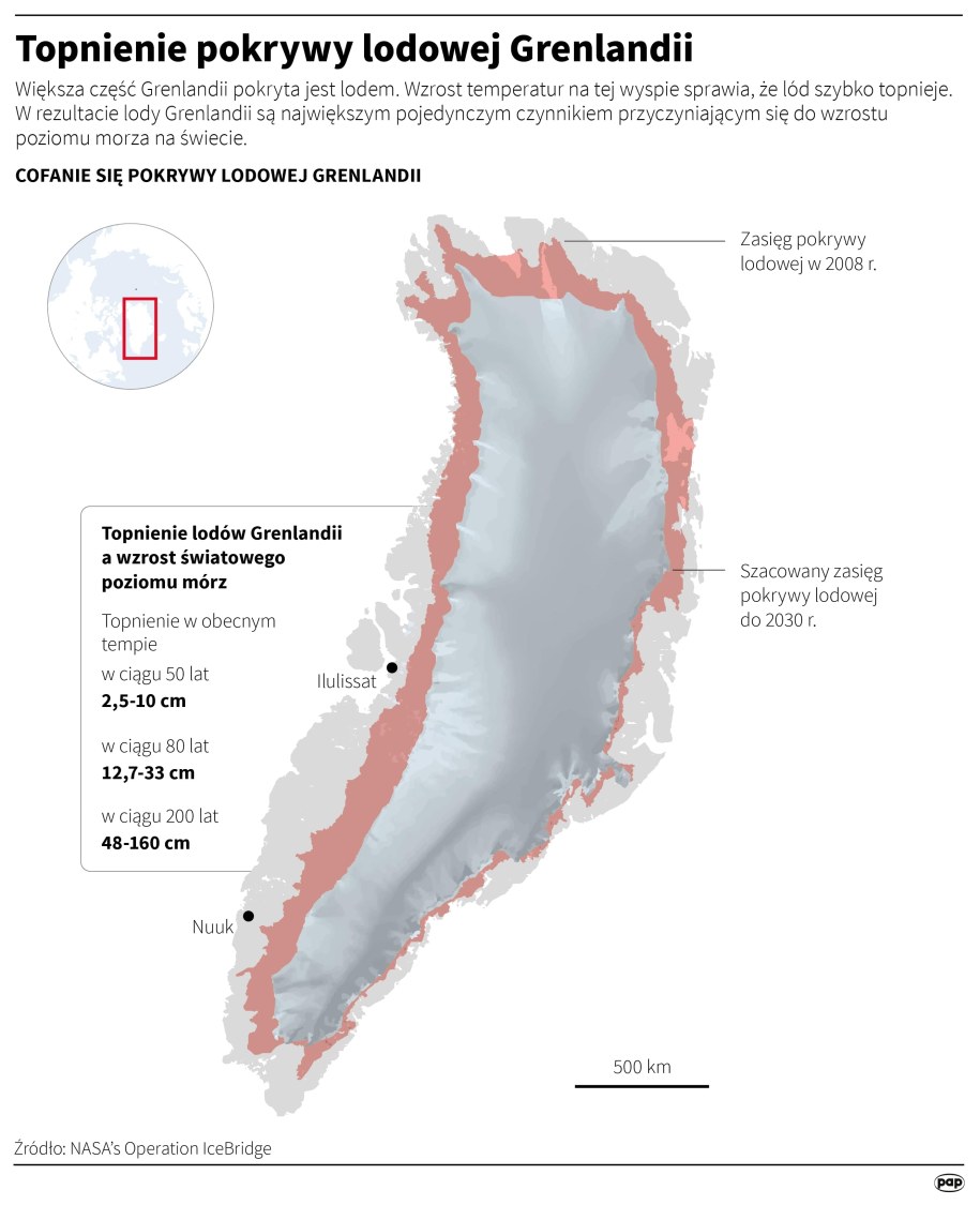 Topnienie pokrywy lodowej Grenlandii /Adam Ziemienowicz /PAP