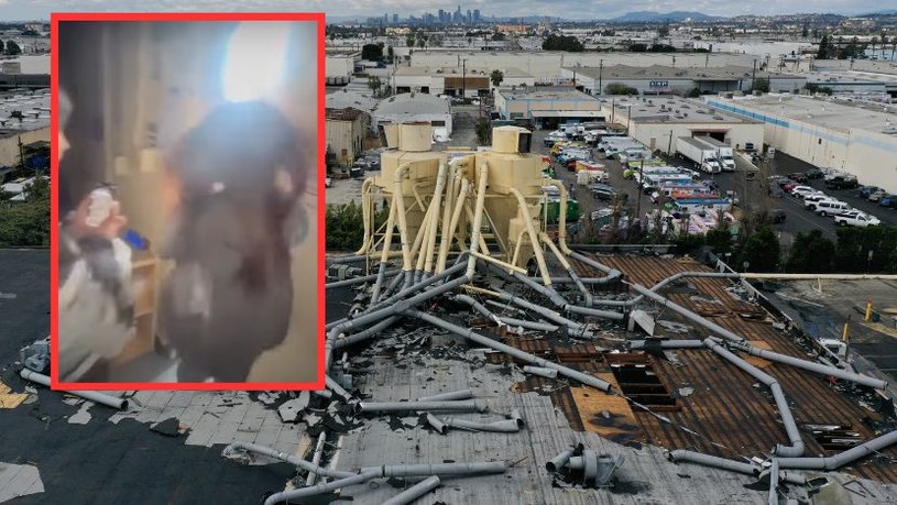 Tornado w Kalifornii. Silny podmuch wiatru wypchnął nauczycielkę na zewnątrz / YouTube ; FOX 26 Houston / PATRICK T. FALLON /AFP