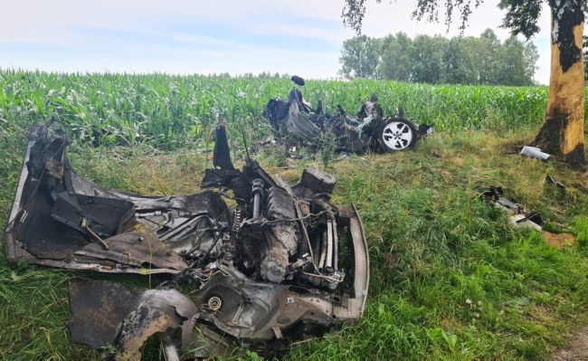 Tragiczny wypadek koło Zgierza /Fot. KP PSP Zgierz /PAP