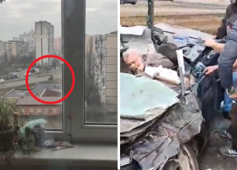 Transporter opancerzony przejechał przez auto, w którym był człowiek /Aleph,  Franak Viačorka /Twitter