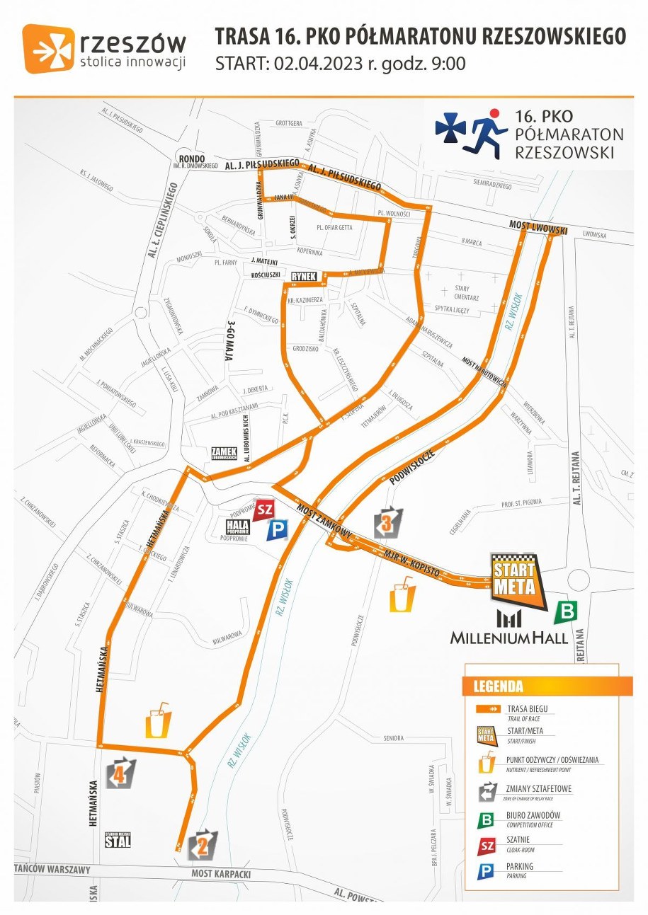 Trasa 16. PKO Maratonu Rzeszowskiego /erzeszow.pl /Materiały prasowe