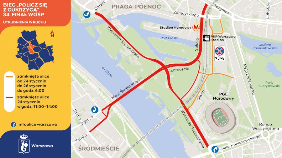 Trasa 20. Biegu WOŚP "Policz się z cukrzycą" /Infoulice Warszawa /