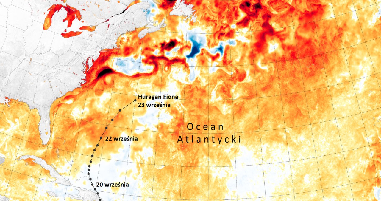 Trasa huraganu Fiona /NASA Earth Observatory /NASA