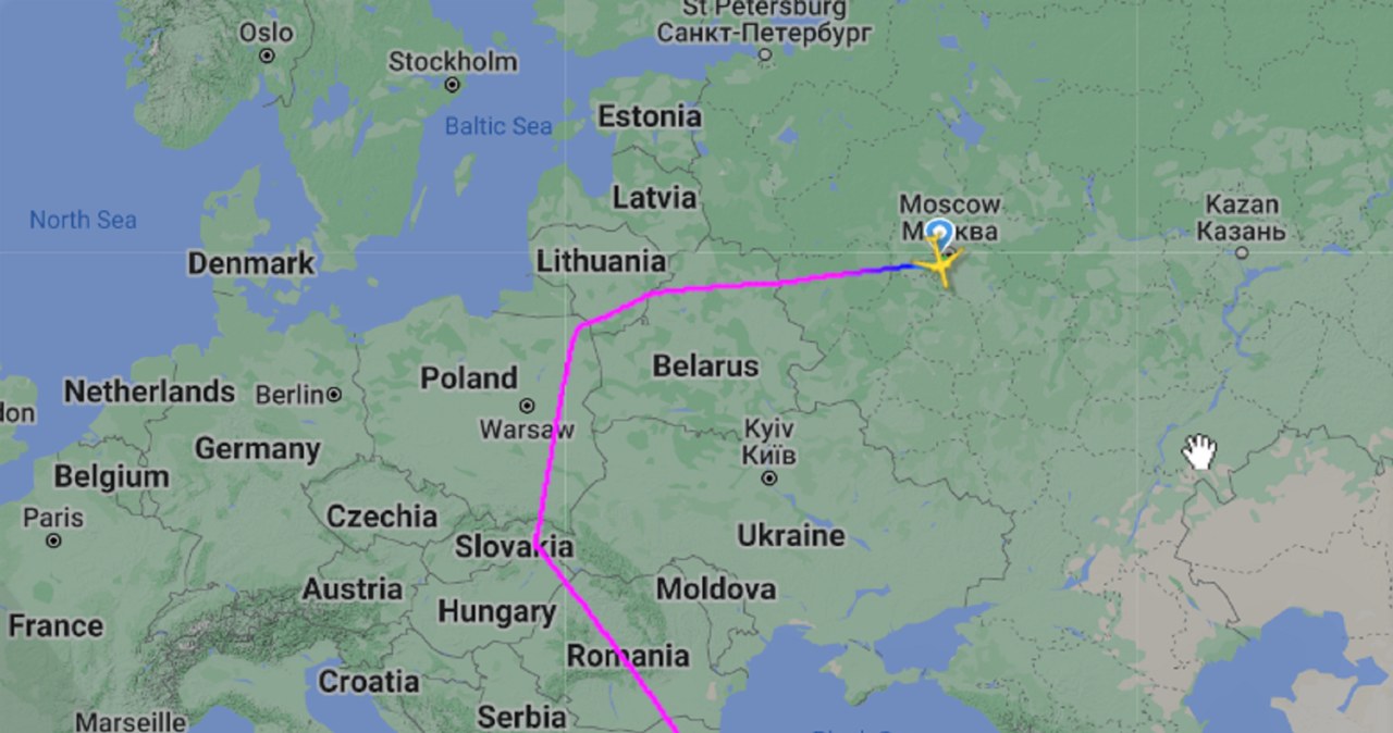 Trasa lotu z Moskwy do Stambułu przez Polskę / zdjęcie: flightradar24 /domena publiczna