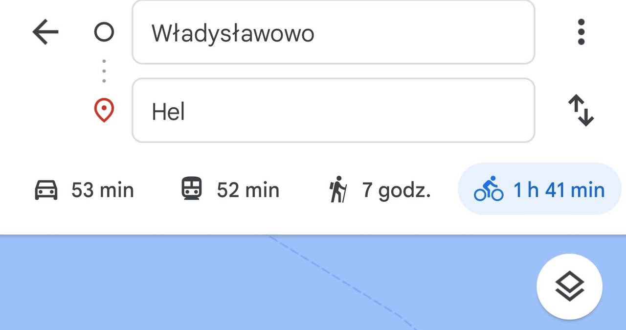 Trasa rowerowa z Władysławowa do Helu wyznaczona w Mapach Google. /materiał zewnętrzny