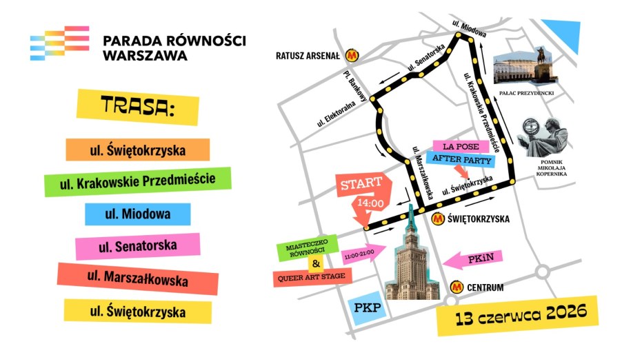 Trasa tegorocznej Parady Równości /Materiały prasowe