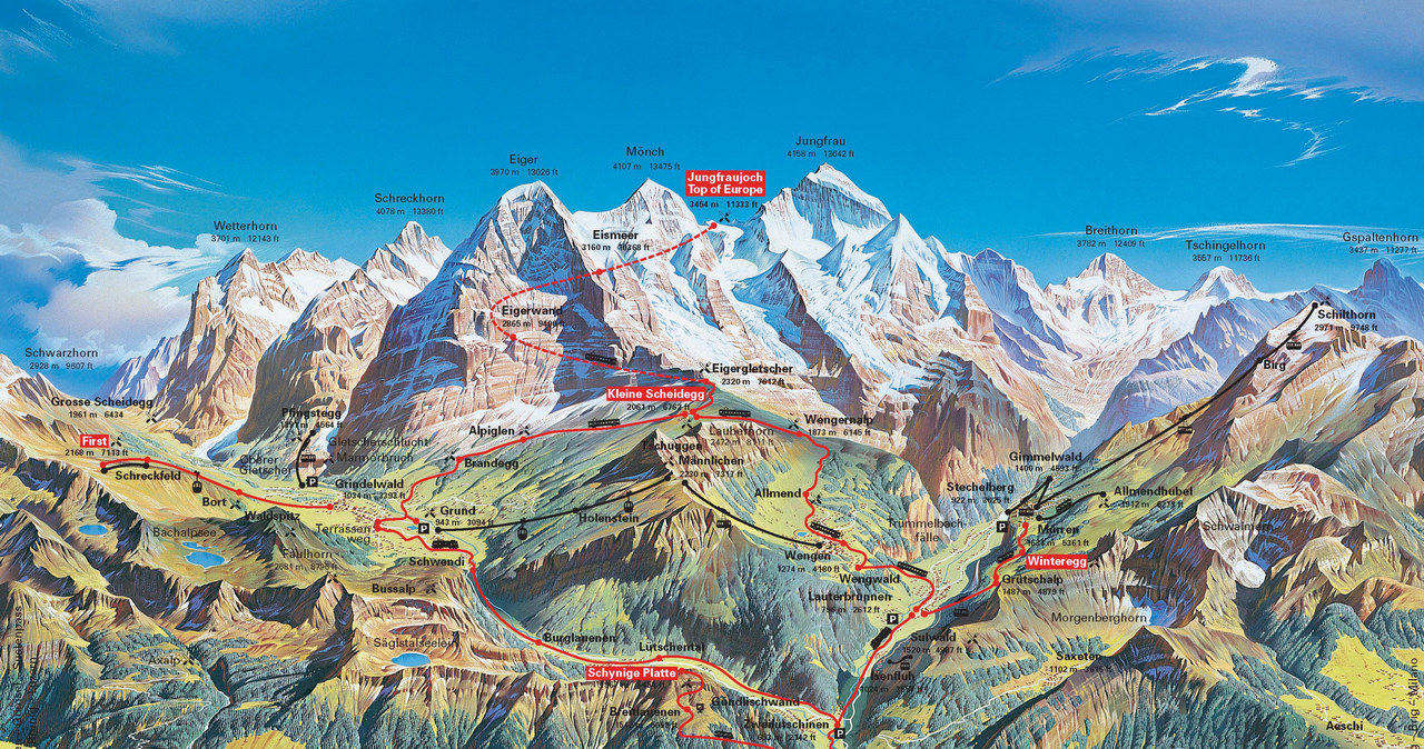 Trasy kolejowe w rejonie Jungfrau /materiały prasowe