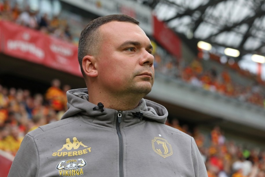 Trener Jagiellonii Białystok Adrian Siemieniec /Artur Reszko /PAP