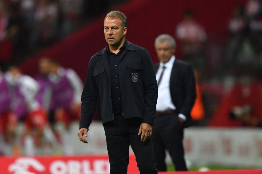 Trener piłkarskiej reprezentacji Niemiec Hansi Flick podczas meczu towarzyskiego z Polską /Piotr Nowakowski /PAP