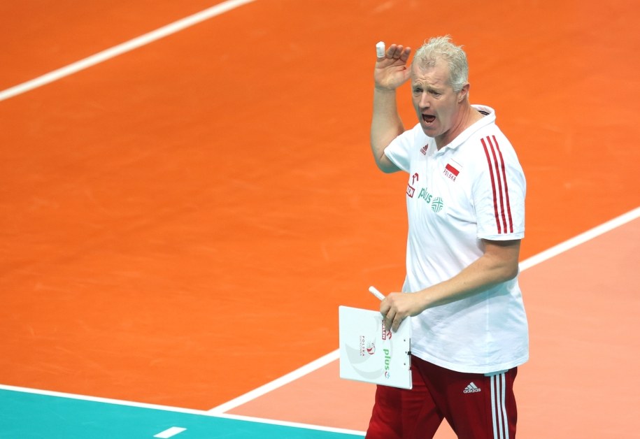 Trener reprezentacji Polski Vital Heynen podczas półfinału mistrzostw Europy siatkarzy ze Słowenią w Katowicach. /Andrzej  Grygiel /PAP
