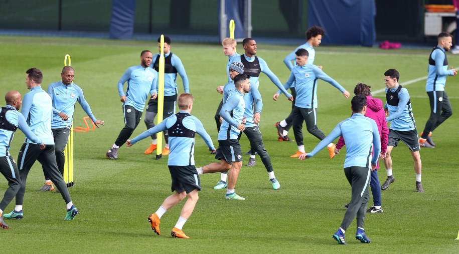 Trening Manchesteru City przed spotkaniem z Liverpoolem /Nigel Roddis /PAP/EPA