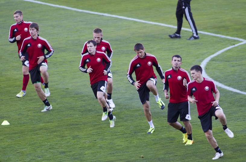 Trening piłkarzy Białorusi na stadionie w Palma de Mallorca /AFP