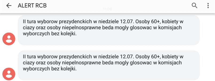 Treść alertu RCB /zrzut ekranu /