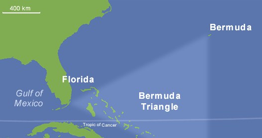 Trójkąt Bermudzki rozciąga się od Bermudów, Puerto Rico i Miami /Alphaios/ derivative work: -Majestic- (talk)/ domena publiczna /Wikipedia