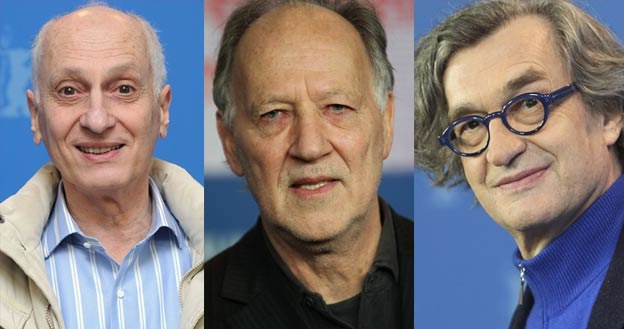 Trójwymiarowa ofensywa: Michel Ocelet, Werner Herzog i Wim Wenders (jako jedyny w okularach) /Getty Images/Flash Press Media