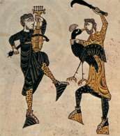 Trubadurzy, ilustracja z rękopisu, 1109 r. /Encyklopedia Internautica