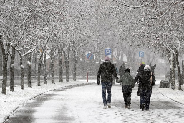 Trudne warunki na drogach z powodu opadów śniegu w Zakopanem / 	Grzegorz Momot    /PAP