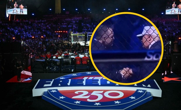 Trump i Nawrocki przy oktagonie. Spotkanie prezydentów uchwyciły kamery