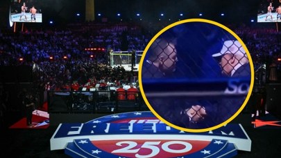 Trump i Nawrocki przy oktagonie. Spotkanie prezydentów uchwyciły kamery