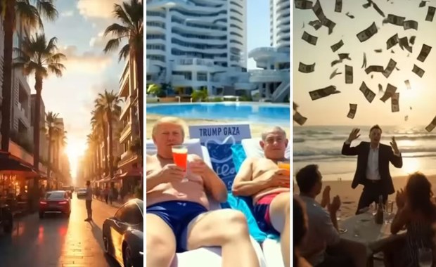 Trump pokazuje "rajską" Strefę Gazy. Kuriozalne nagranie 