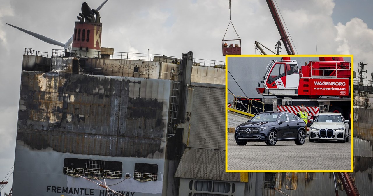 Trwa operacja wydobycia aut z samochodowca Fremantle Highway. /AFP