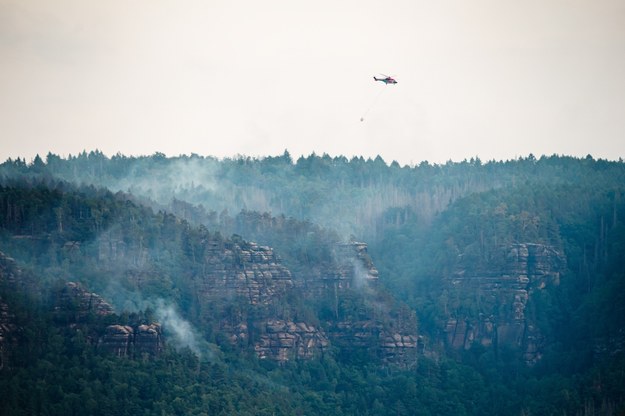Trwa walka z pożarem lasu w Czeskiej Szwajcarii /Clemens Bilan /PAP/EPA