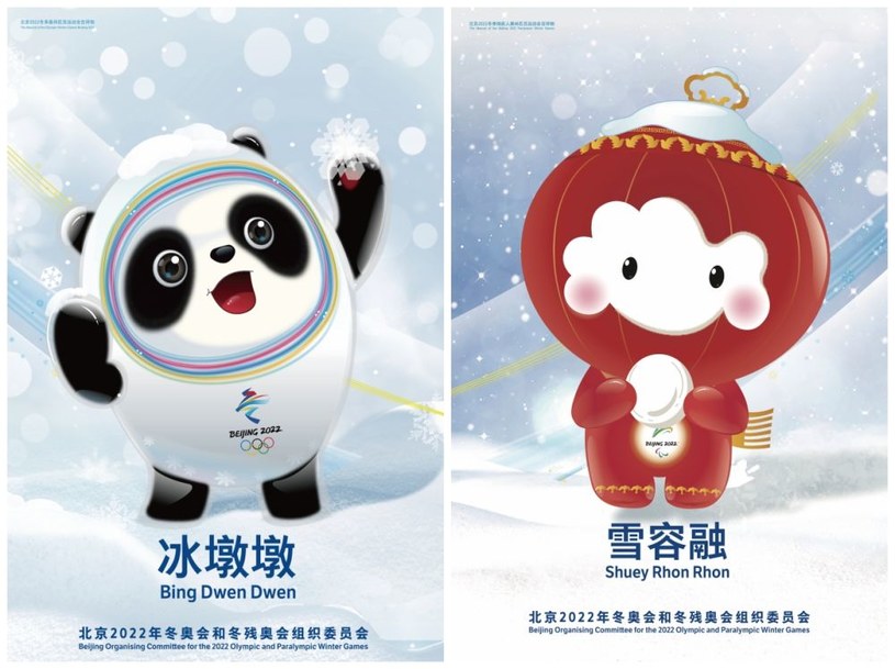 Trzeci oficjalny plakat olimpijski Pekin 2022 z maskotkami sportowej imprezy. /olympics.com