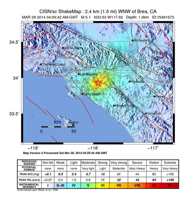 Trzęsienie ziemi miało siłę 5,1 stopni w skali Richtera /USGS /PAP/EPA