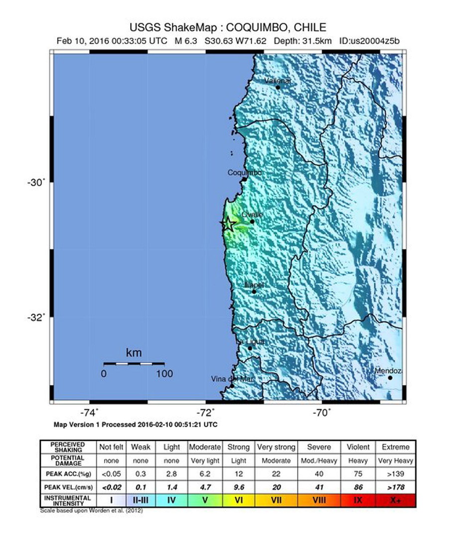 Trzęsienie ziemi miało siłę 6,3 w skali Richtera /USGS /PAP/EPA