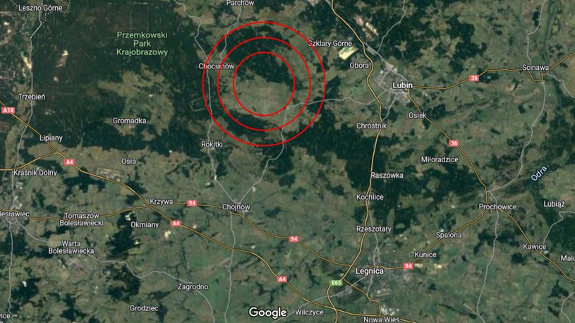Trzęsienie ziemi na Dolnym Śląsku /Mapy Google /materiał zewnętrzny